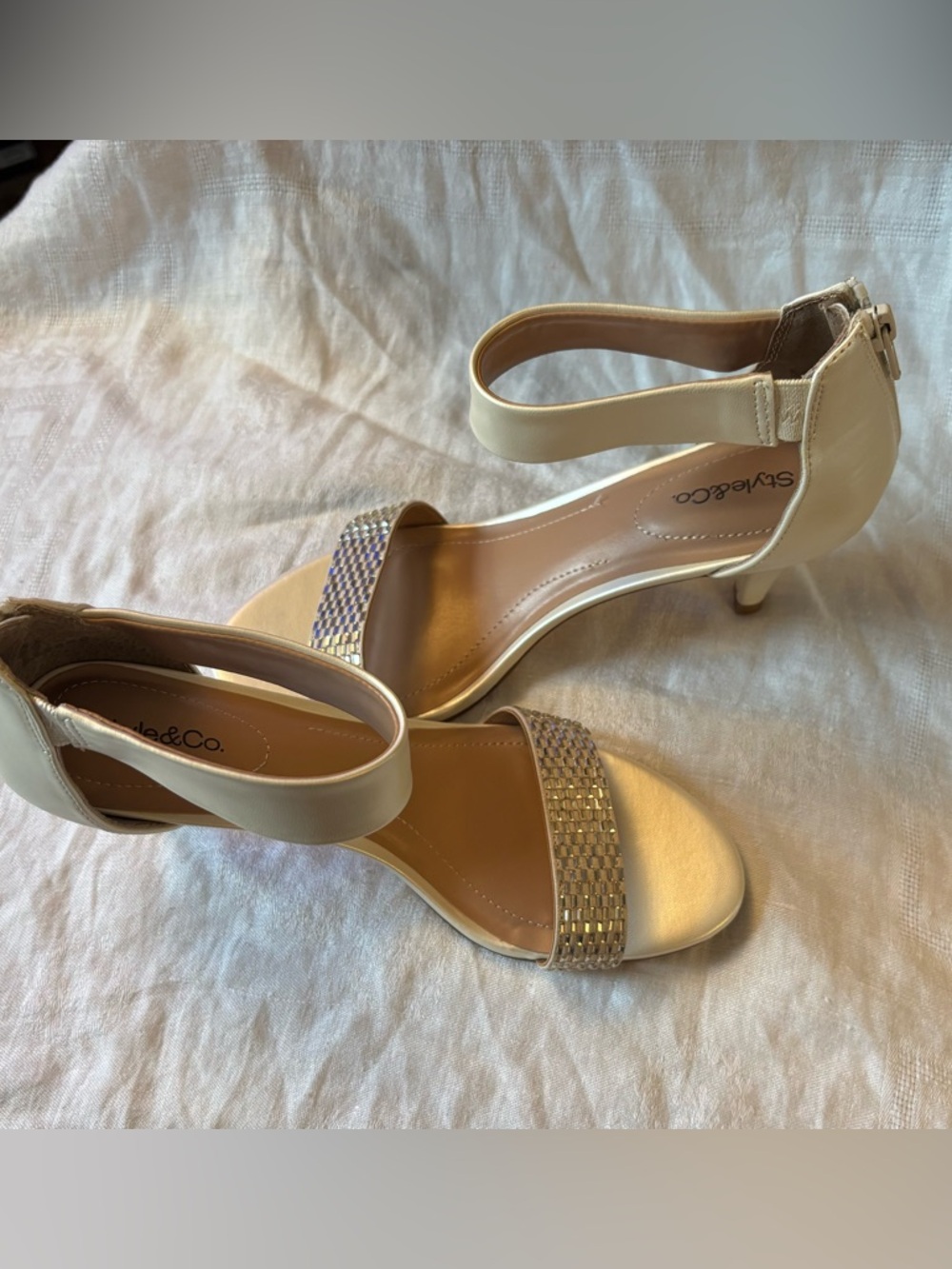 Style & Co. Women's Champagne Ankle-Strap Heeled Sandals